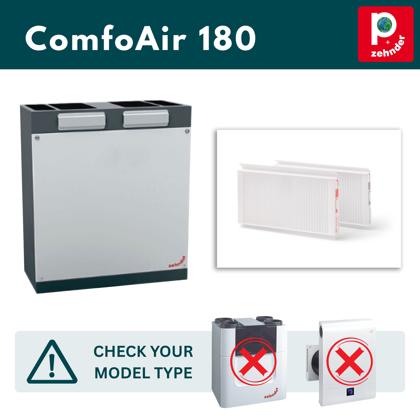Zehnder ComfoAir 180 Filter Set - G4/F7 (MERV 7 & 13)